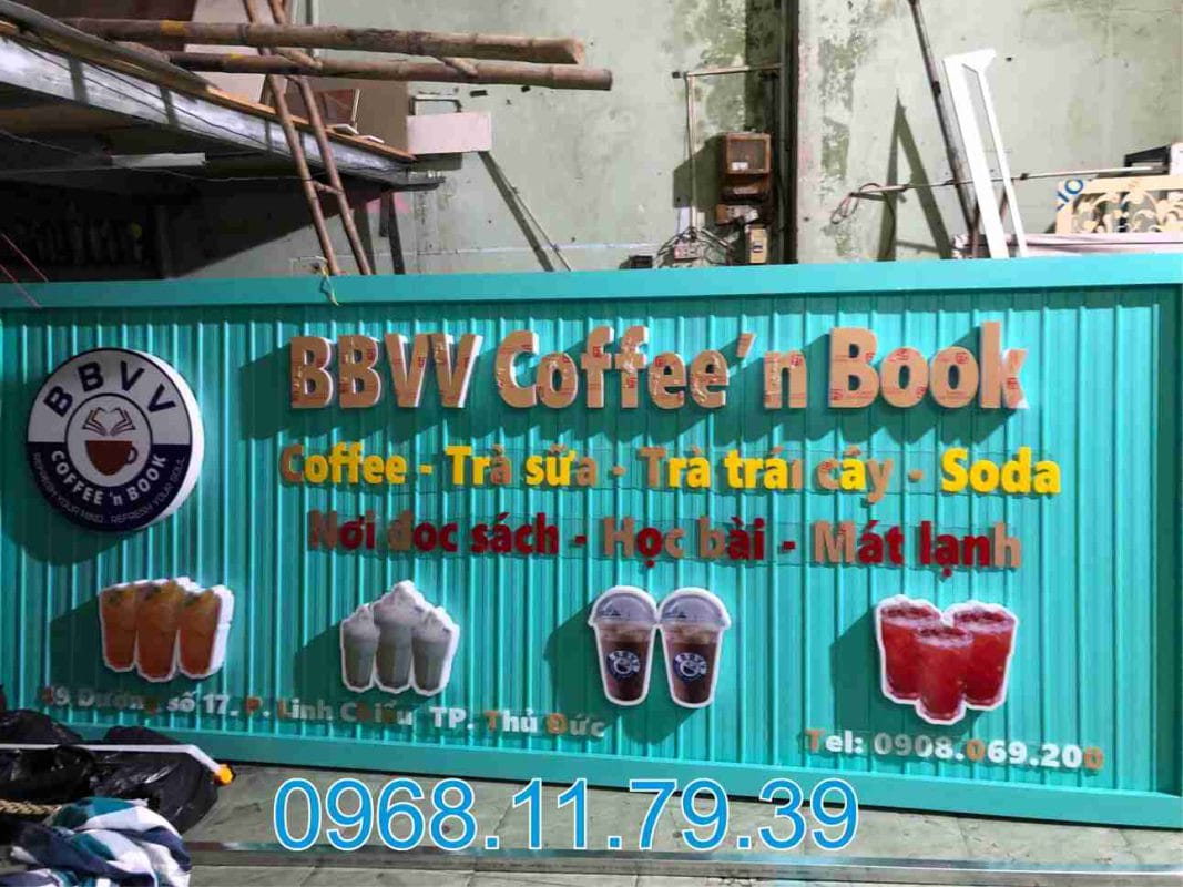 Làm Bảng hiệu thanh lam cho Tiệm trà sữa