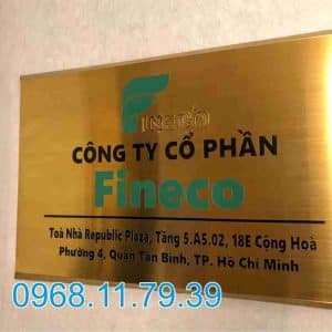 Gia công Bảng tên công ty inox đồng