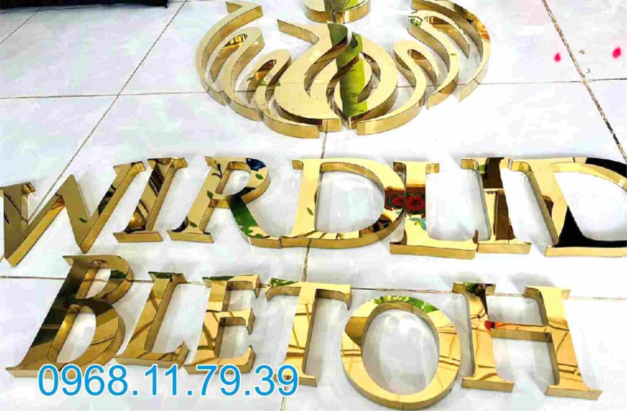 Làm logo inox vàng gương tại Quận 9