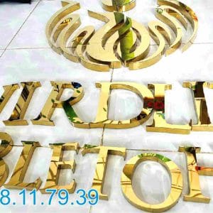 Làm logo inox vàng gương tại Quận 9