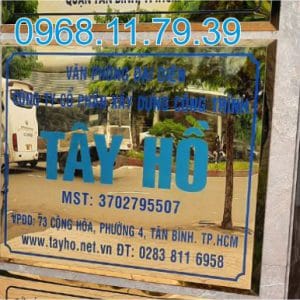 Làm bảng tên công ty inox vàng gương tại Tân Bình