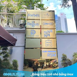 Bảng hiệu toà nhà làm bằng inox - sang trọng tại Quận 1, TP.HCM